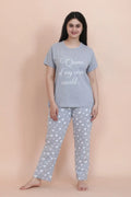 Velure Elegant
 Stylish
 Printed Pajama Set - Velure - - Full Length Pant, Half Sleeves, Hosiery Cotton, Round neck nightsuit