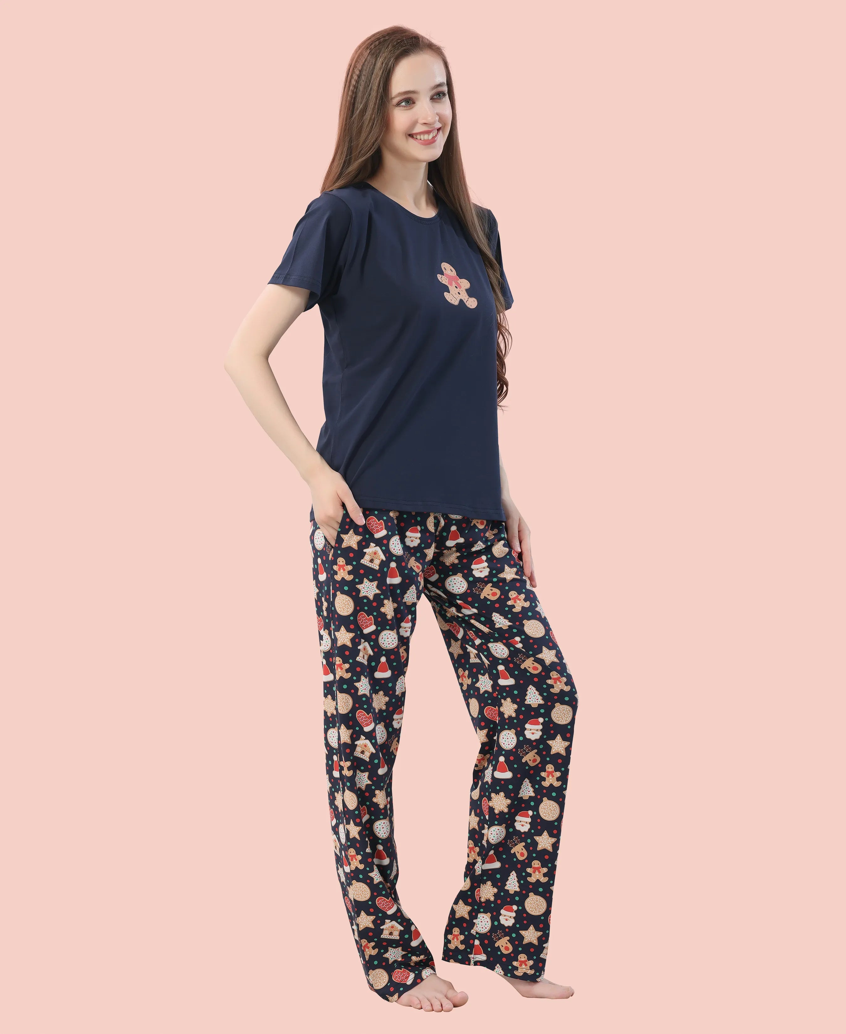 Velure Classic Gingerbread Cookie Print Pajama Set