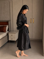 Velure Black Satin 3 Piece Robe Set