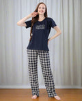 Velure Cozy Printed Pajama Set - Velure - - Cotton Lycra Fabric, Full Length Pant, Round neck