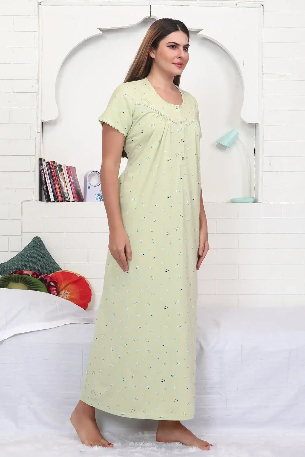 Velure Pista  Floral Print Hosiery Nighty