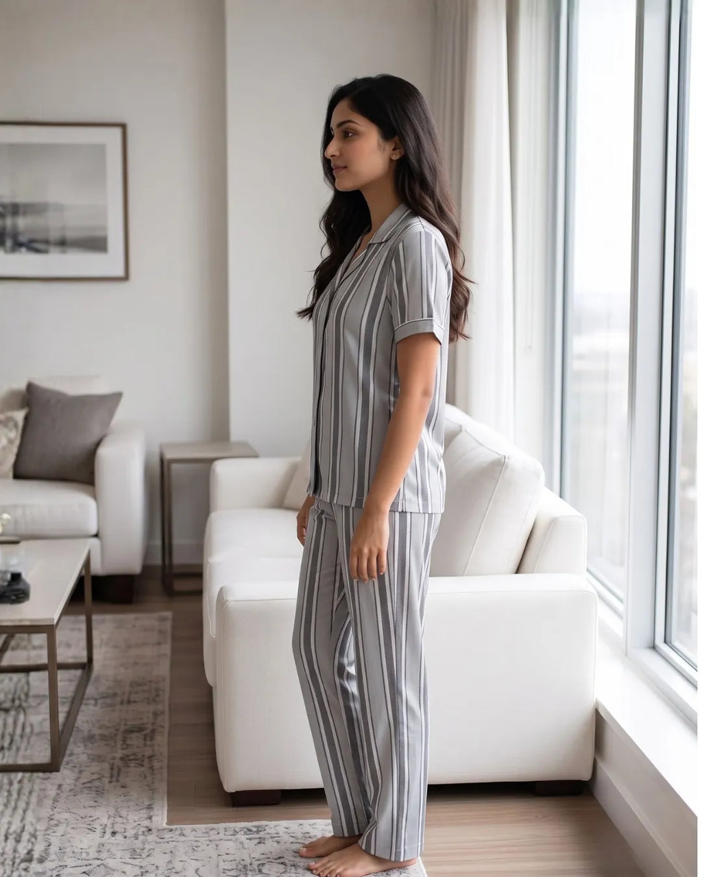 Velure Classic Stripe Night Suit
