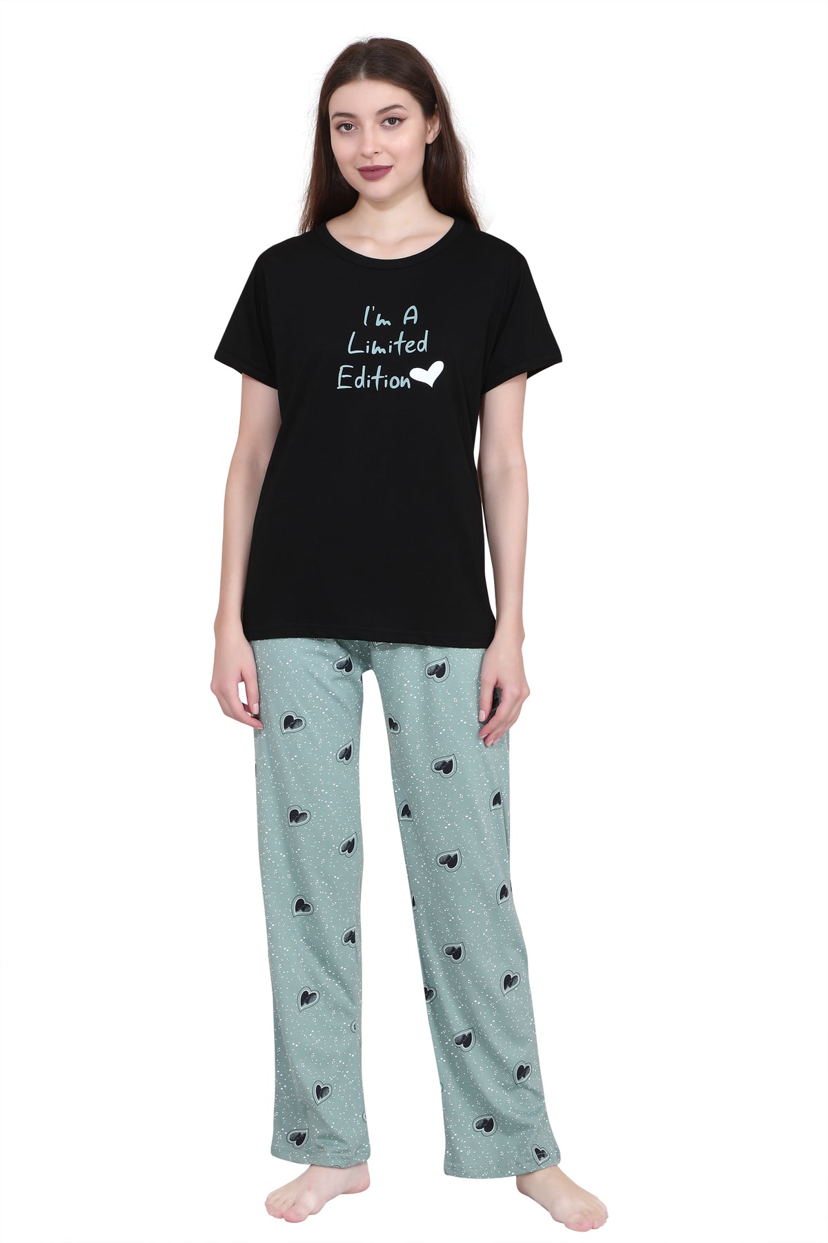 Velure Printed Black Classic Pajama Set