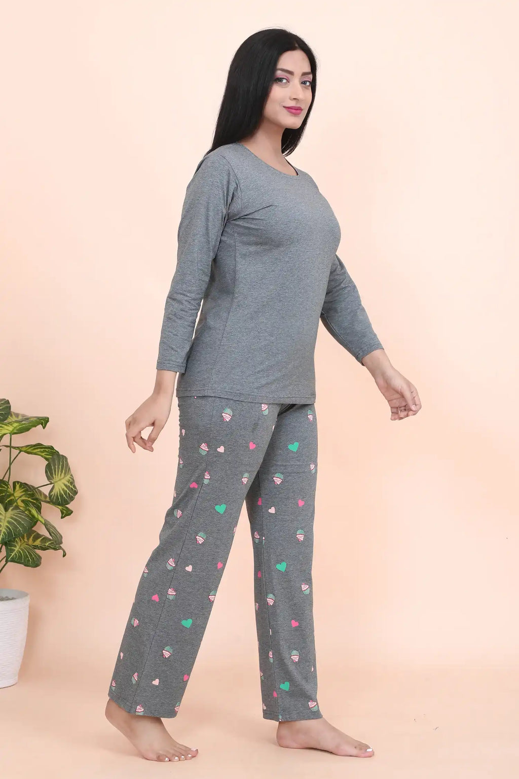 Velure Trendy Cupcake Print Full Sleeves Pajama Set