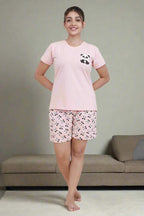 Velure Adorable Panda Shorts Set - Velure - - Cotton Lycra Fabric, Half Sleeves, Printed, Round neck