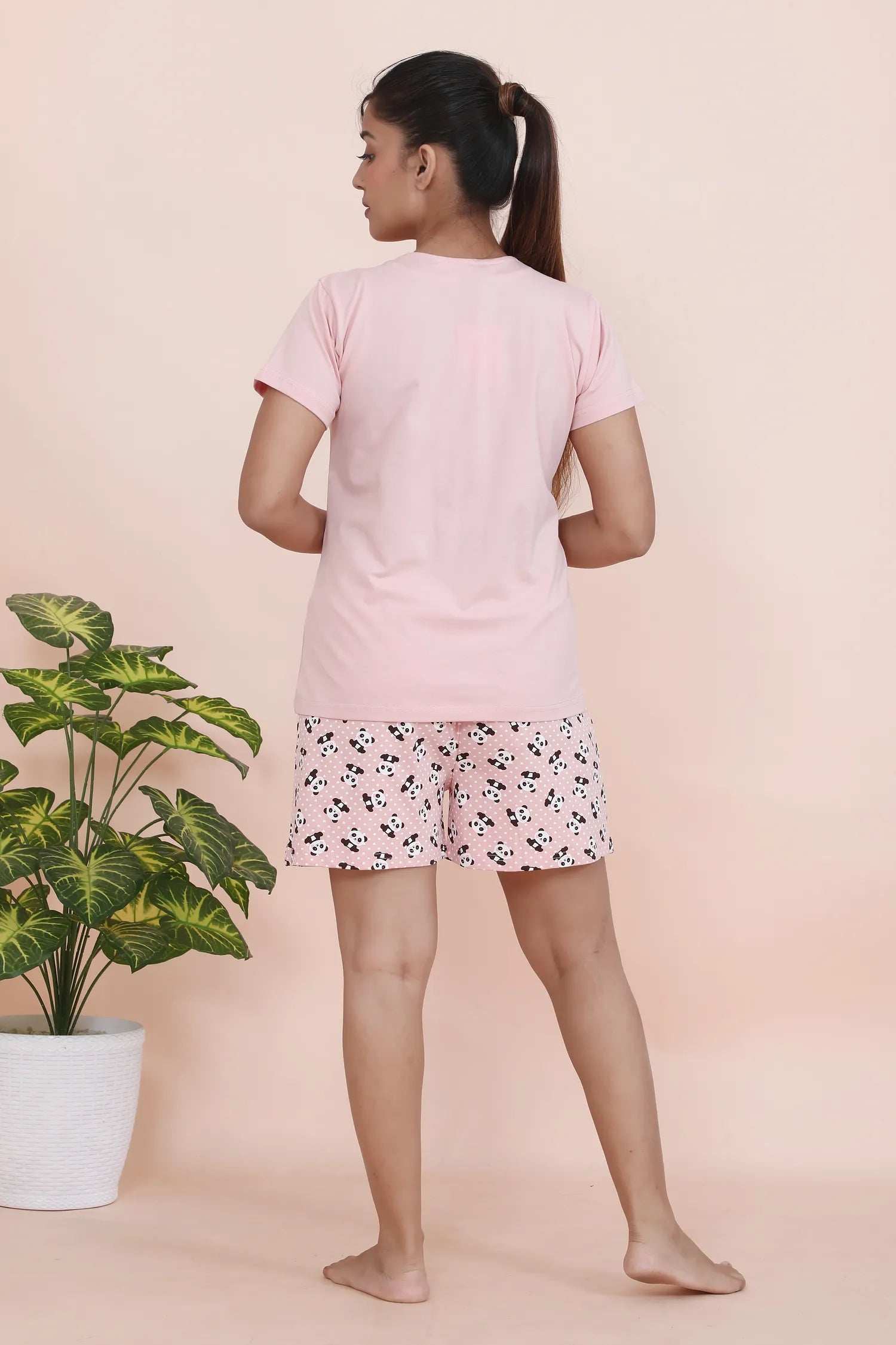 Velure Adorable Panda Shorts Set - Velure - - Cotton Lycra Fabric, Half Sleeves, Printed, Round neck