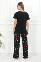 Velure Glossy Black Star Print Pajama Set
