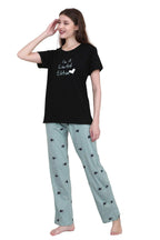 Velure Printed Black Classic Pajama Set - Velure - - Abstract Print, Full Length Pant, Half Sleeves, Round neck nightsuit