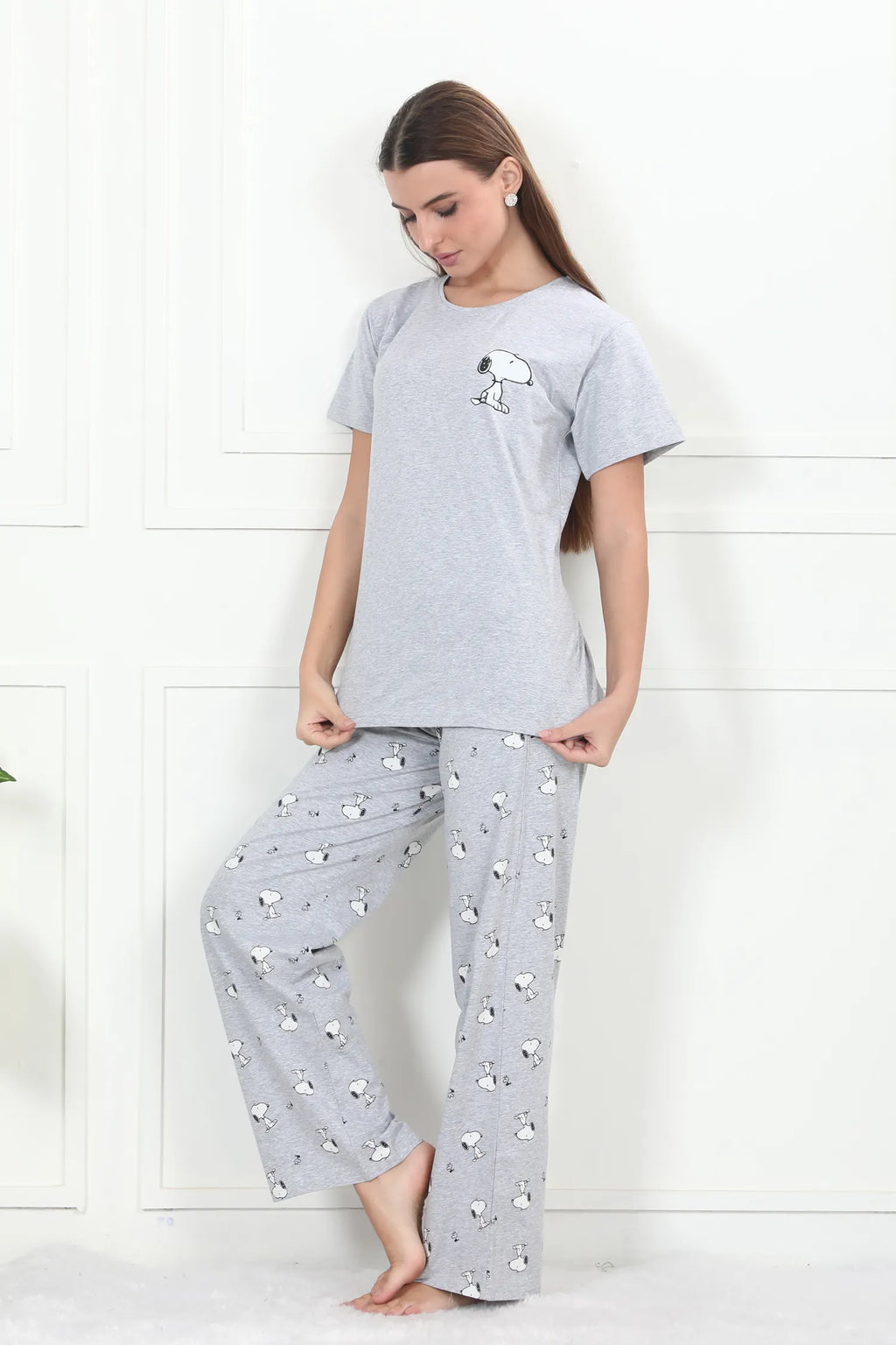 Velure Grey Snoopy Pajama Set
