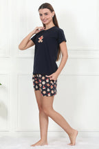 Velure Classic Gingerbread Shorts Set - Velure - - Cotton Lycra Fabric, Printed, Round neck, Shorts