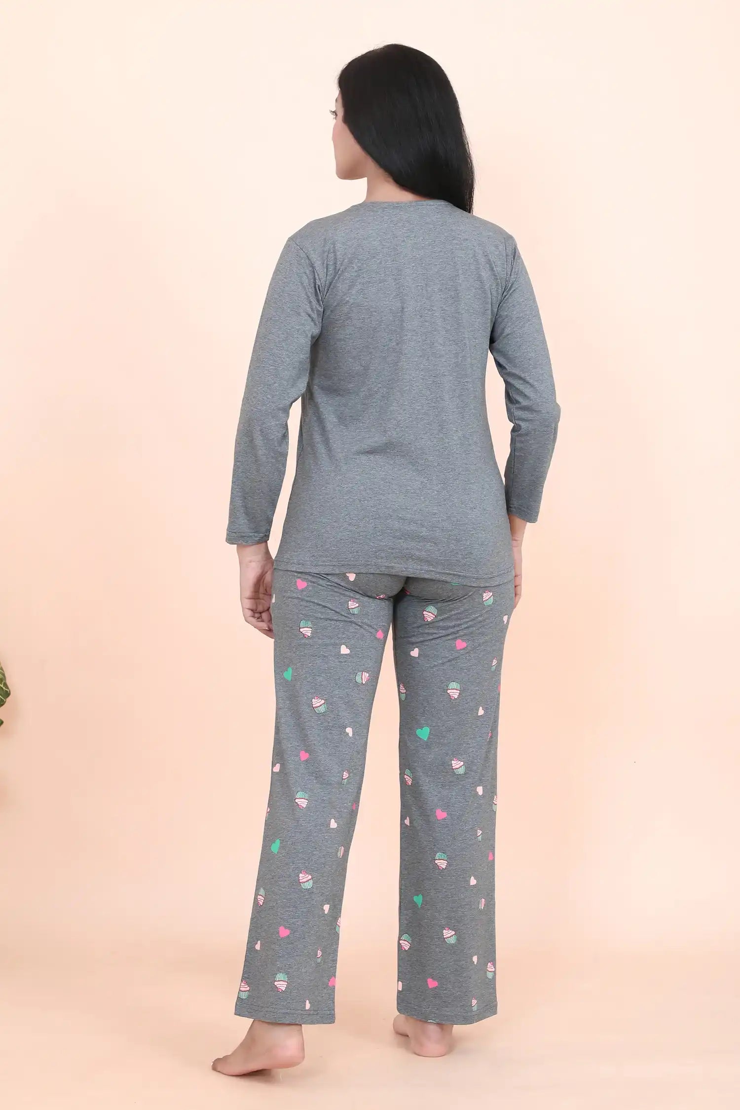 Velure Trendy Cupcake Print Full Sleeves Pajama Set