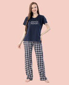 Velure Cozy Printed Pajama Set - Velure - - Cotton Lycra Fabric, Full Length Pant, Round neck