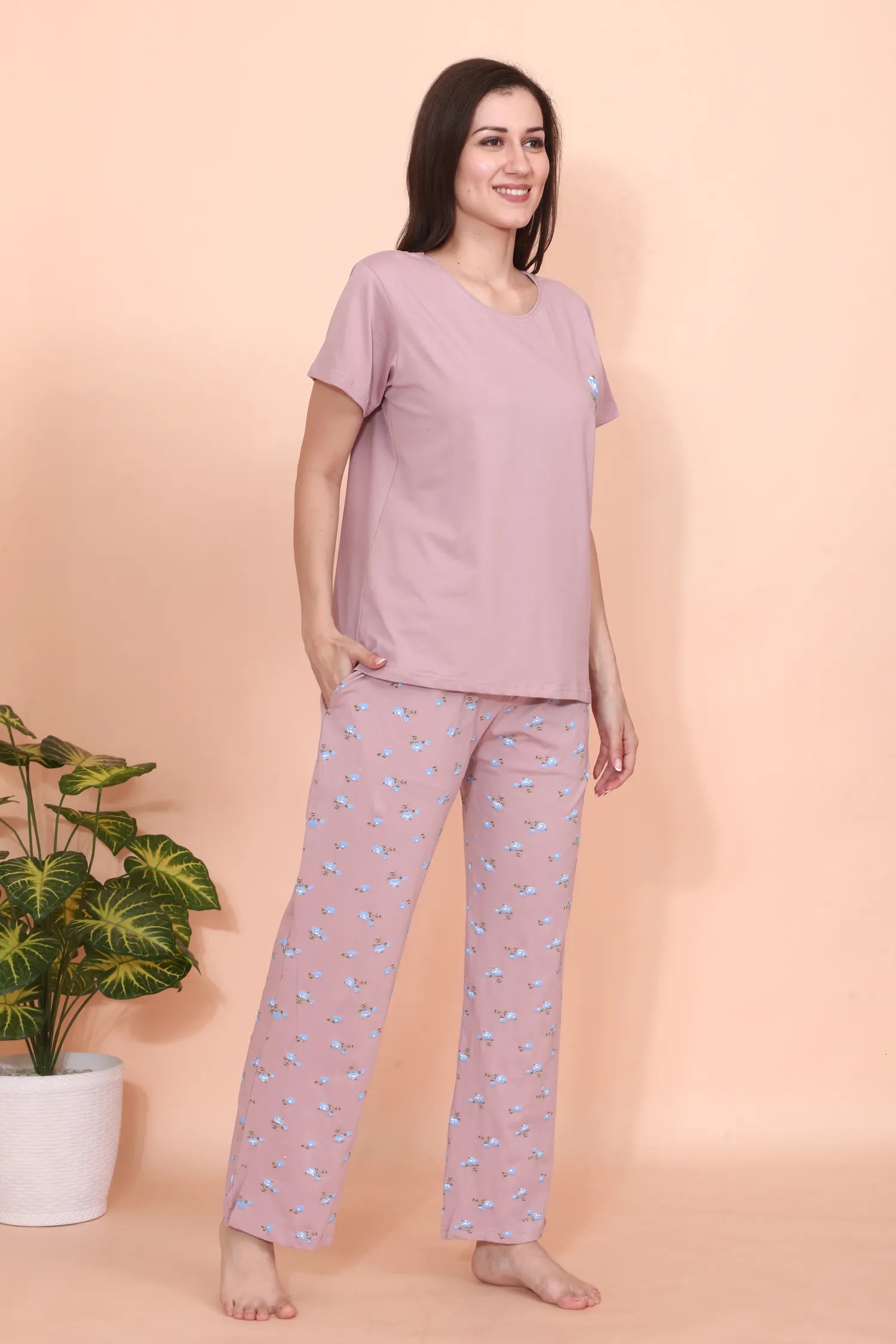 Velure Rosy Whisper Floral Print Pajama Set