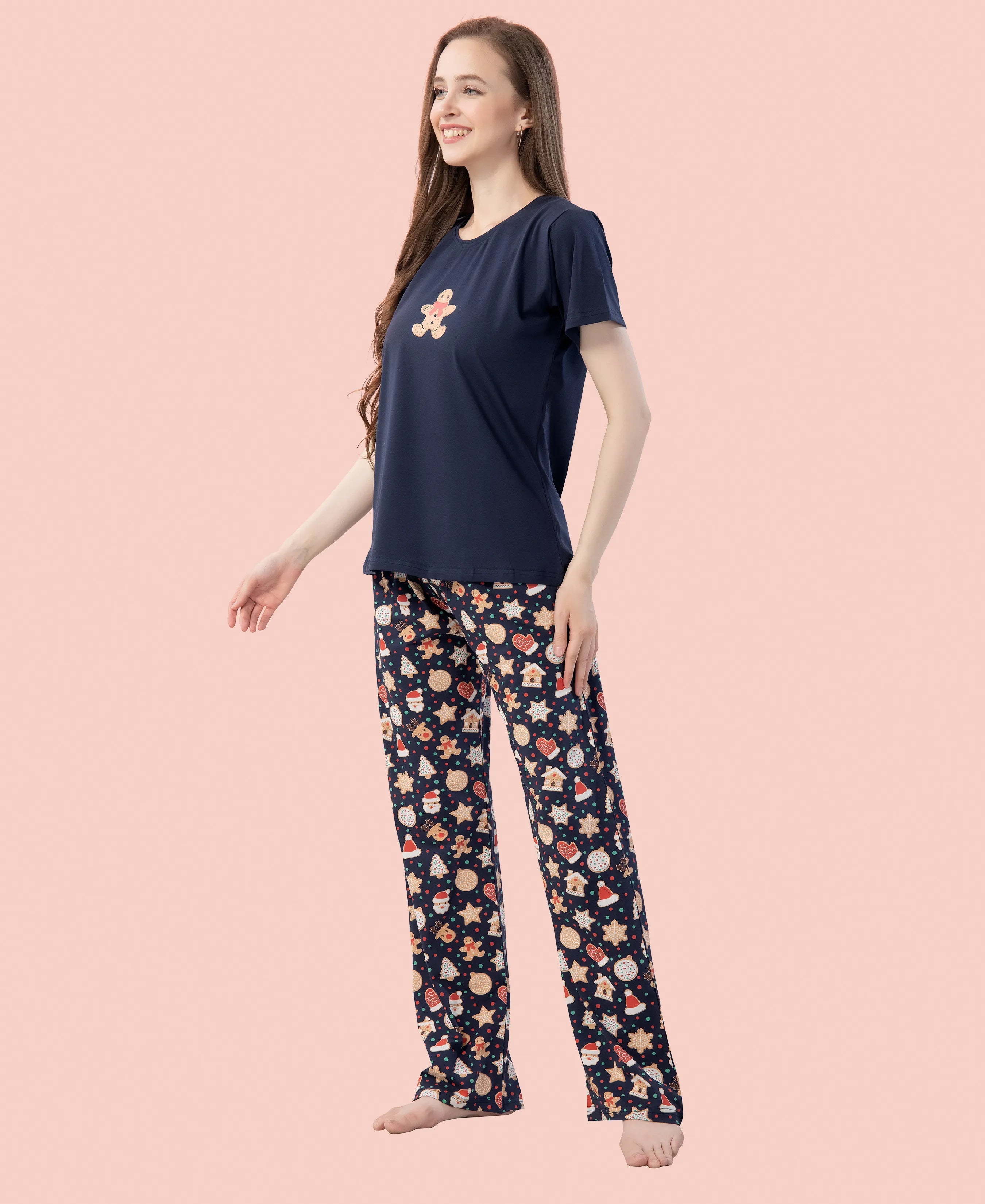 Velure Classic Gingerbread Cookie Print Pajama Set