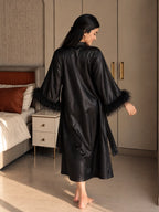 Velure Black Satin 3 Piece Robe Set