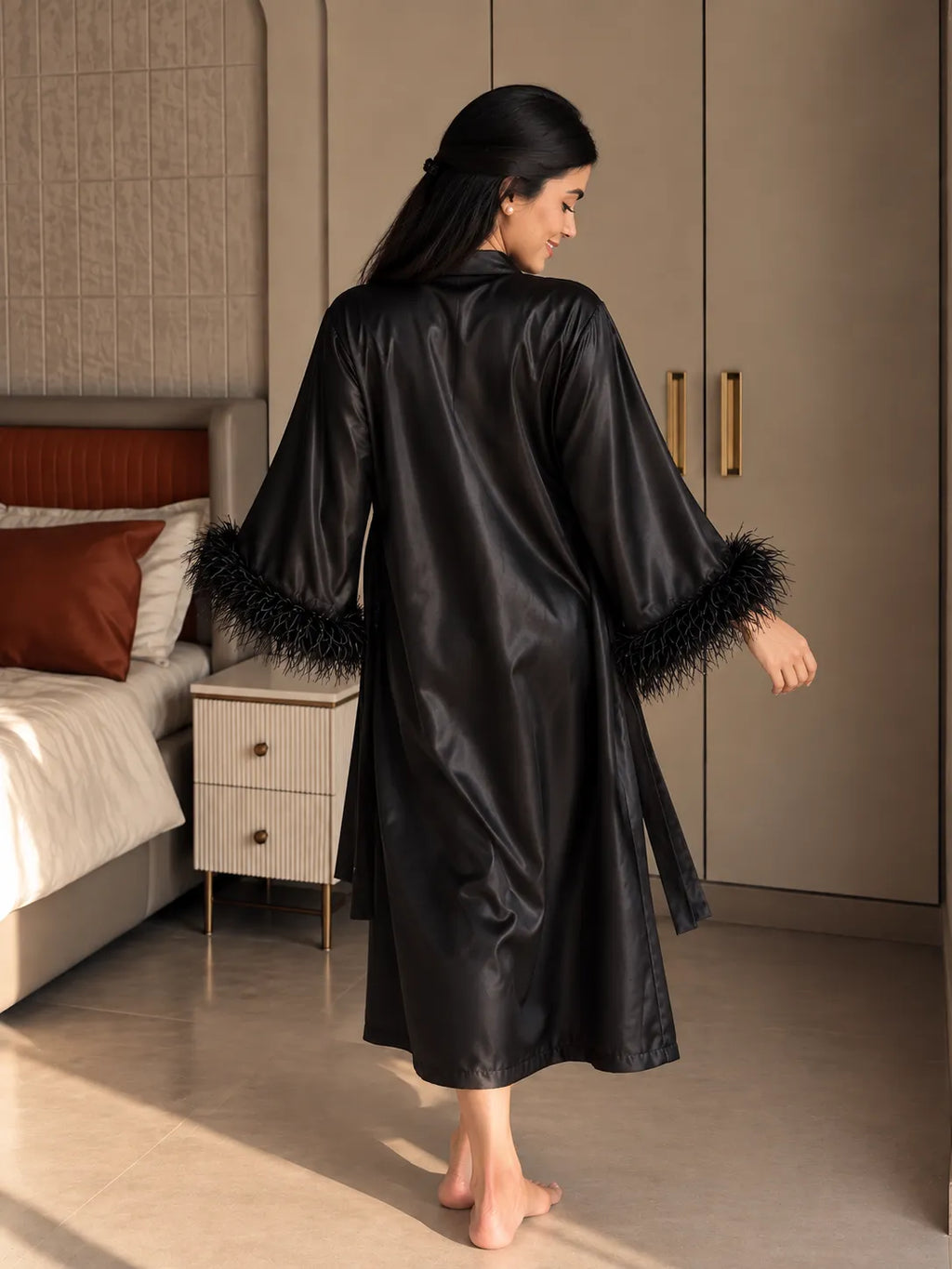 Velure Fuzzy Black Robe