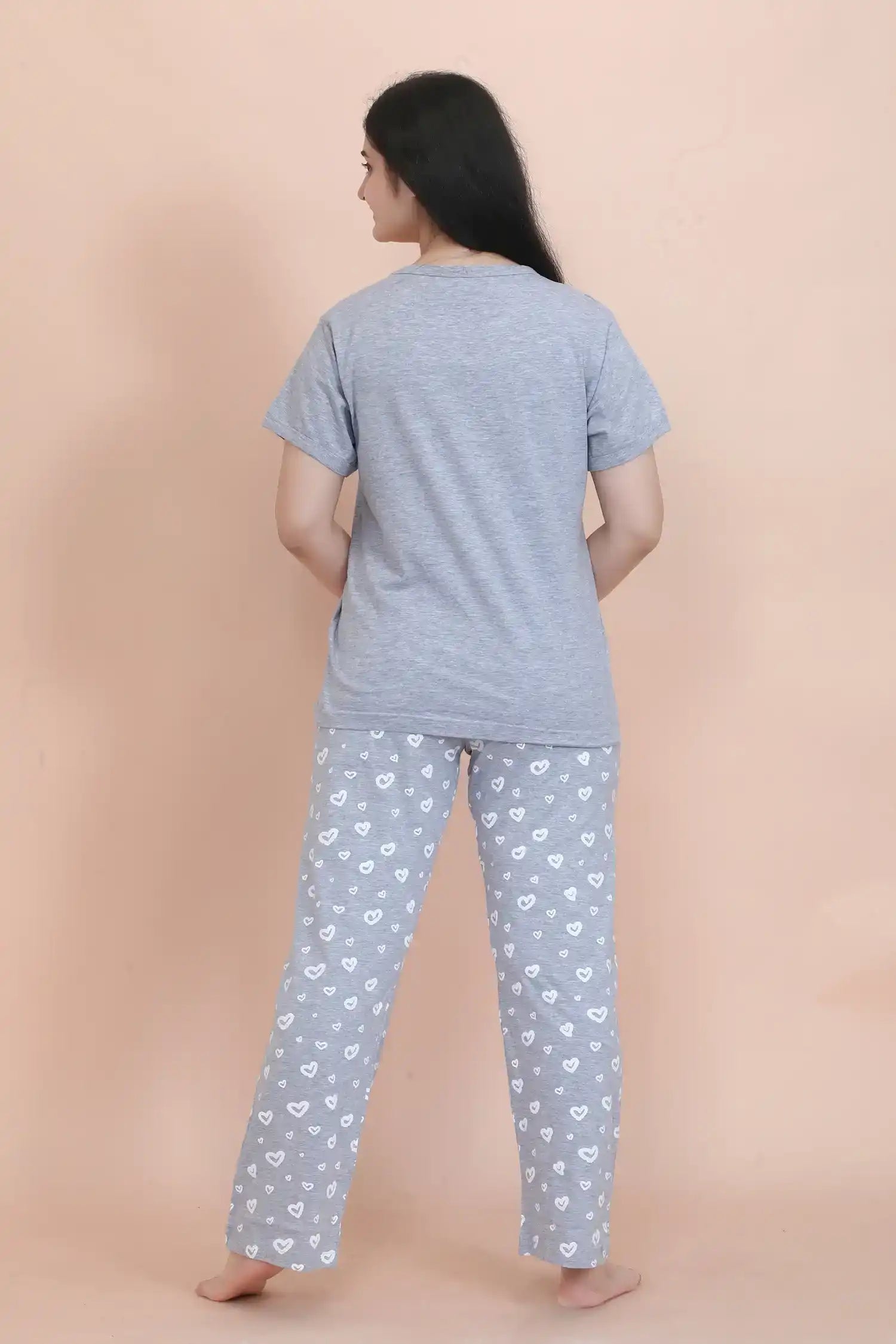 Velure Elegant
 Stylish
 Printed Pajama Set - Velure - - Full Length Pant, Half Sleeves, Hosiery Cotton, Round neck nightsuit