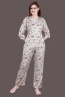 Velure Vintage Floral  Print Satin Night Suit