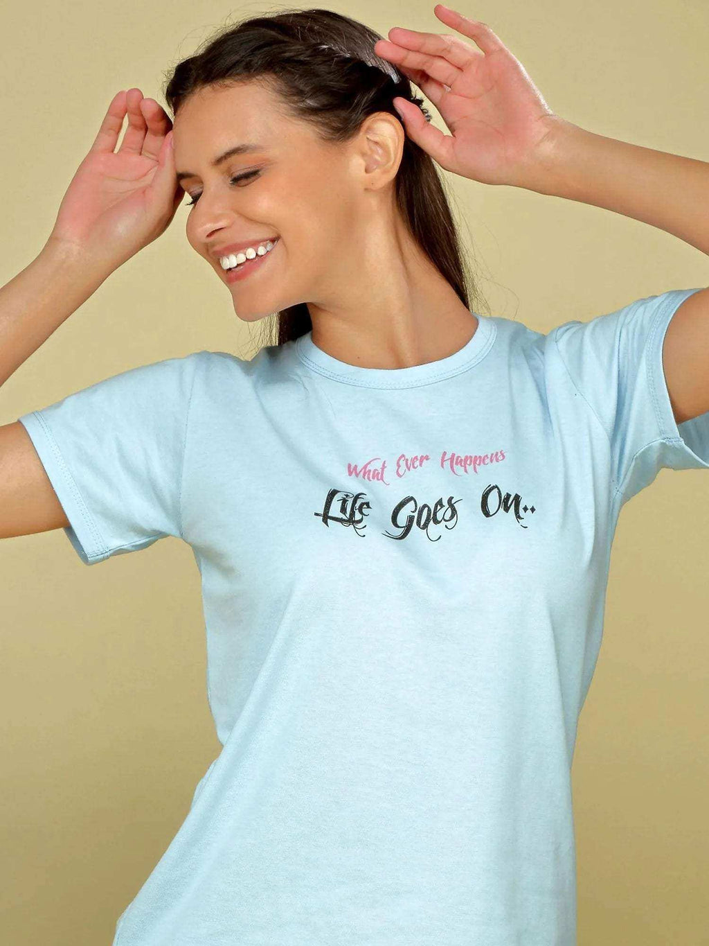 Life Goes On Shorts Set - Velure - Short sets - Cotton, Half Sleeves, Printed, Round neck, Shorts